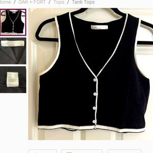 OAK + FORT Black Tank with White Edging